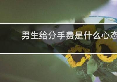 男生给分手费是什么心态