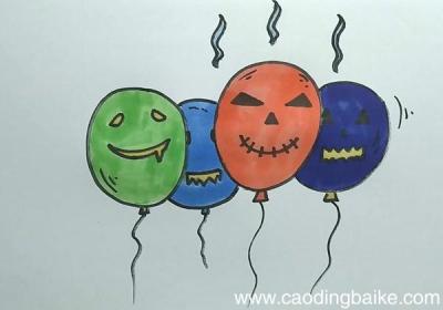 万圣节气球精灵简笔画万圣节气球精灵画法