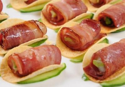 培根,蔬菜,肉食