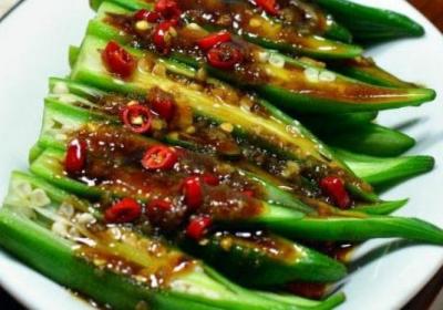 秋葵,凉拌,蔬菜,青菜