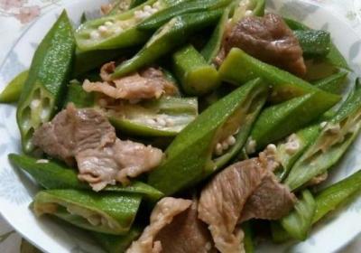 秋葵,猪肉,蔬菜,烹饪