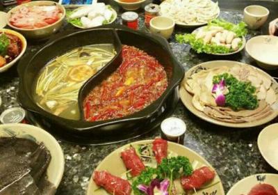 火锅,肉片,喝茶