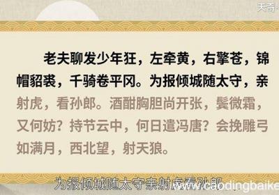 江城子密州出猎赏析 江城子密州出猎翻译