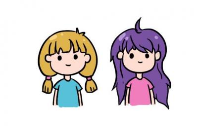 闺蜜简笔画 二人 手绘