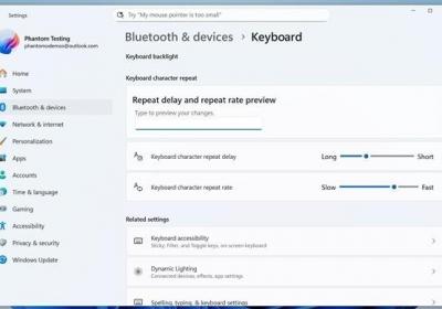微软Windows 11设置应用新增键盘与触控板调节功能