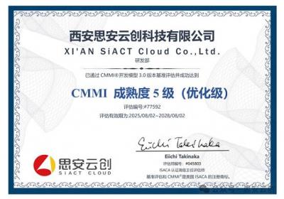 思安云创荣获全球最高CMMI5级认证，软件实力再升级