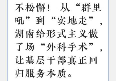 评论区亮了丨从“群里吼”到“实地走” 湖南给形式主义做了场“外科手术”