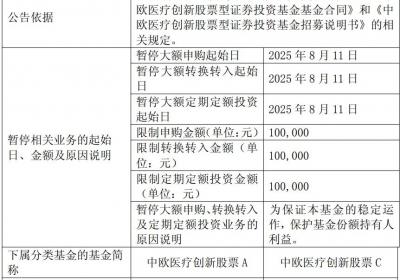 突发！一公募基金暂停大额申购