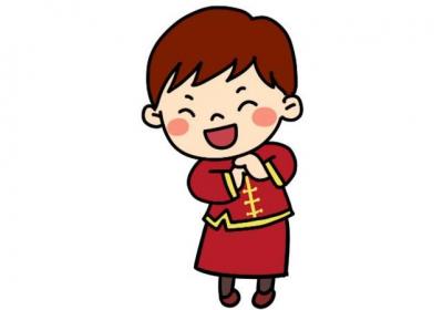 春节小男孩拜年简笔画