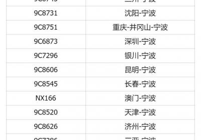 7月29日宁波机场这些航班取消