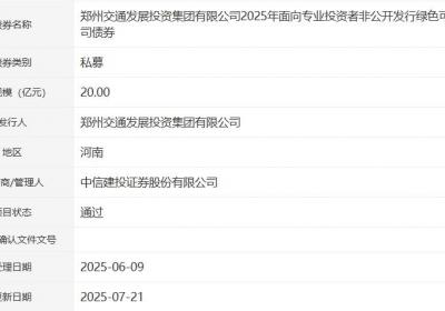 郑州交投集团拟发行20亿元绿色可续期公司债，获深交所通过