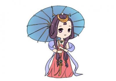 古风女生撑伞简笔画