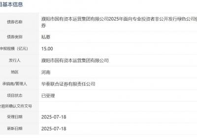濮阳国资运营集团拟发行15亿元绿色公司债，获深交所受理
