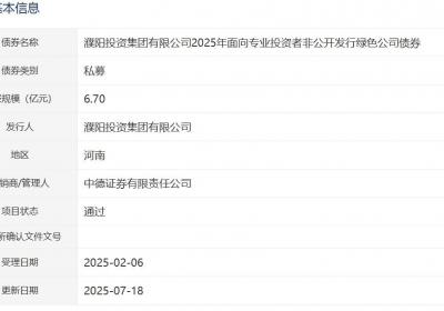 濮阳投资集团拟发行6.7亿元绿色公司债，获深交所通过