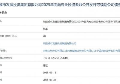 洛阳城发集团拟发行20亿元可续期公司债，获上交所通过