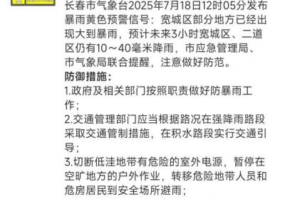 预警，预警！长春这里注意