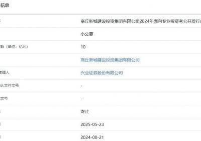商丘新城建设投资集团10亿元小公募终止审核