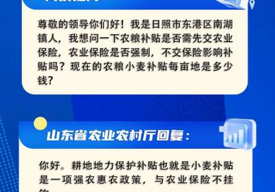 网络问政·问政策｜小麦补贴与农业保险不挂钩