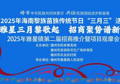 2025年儋州雅星镇第二届招商推介暨项目观摩会将于3月29日举办