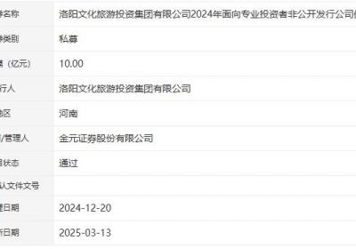 洛阳文旅集团拟发行10亿元公司债，获深交所通过
