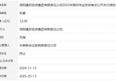 信阳建投投资集团12亿元绿色公司债终止审核