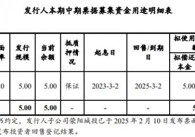 郑州中荥投资发展集团拟发行5.16亿元中票