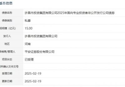 许昌投资集团拟发行15亿元公司债，已获深交所受理