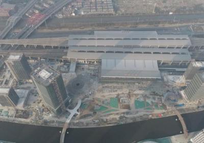 中建八局绍兴高铁北站TOD综合体A区块建设加速推进