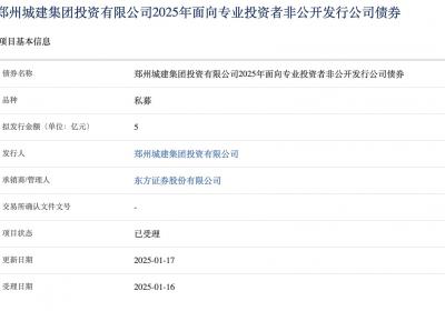 郑州城建集团拟发行5亿元公司债，已获上交所受理