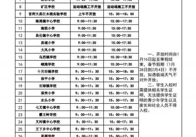 寒假运动去哪里？昌江36所学校免费开放