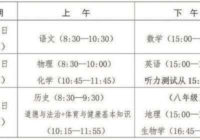 2025年福建中考时间公布