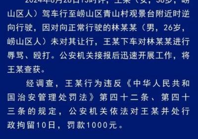女子逆行狂扇男子十几耳光被拘留10日 曾叫嚣：我逆行怎么了？